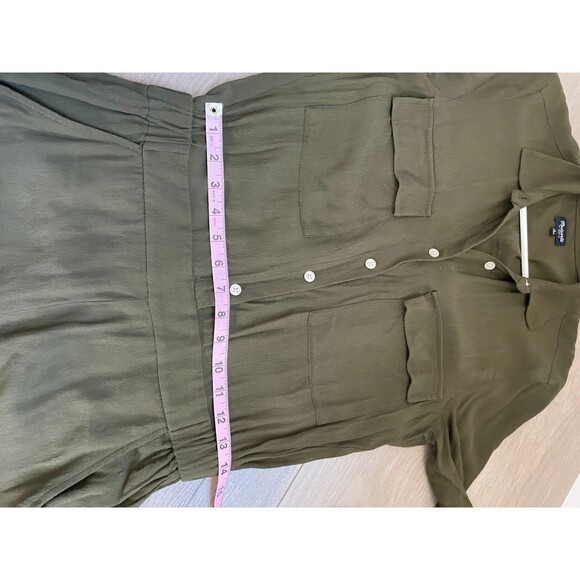 Madewell Women's Small Green Jumpsuit Pull On Long Sleeve Green Olive Viscose - Picture 4 of 7